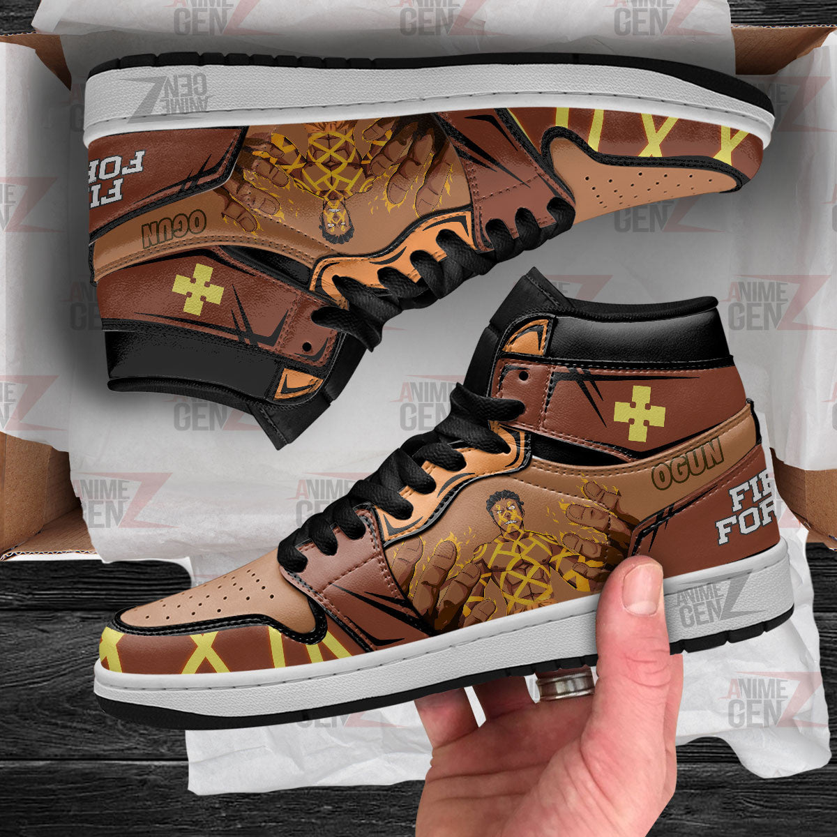 JD Sneakers Fire Force Ogun Montgomery Custom Anime Shoes