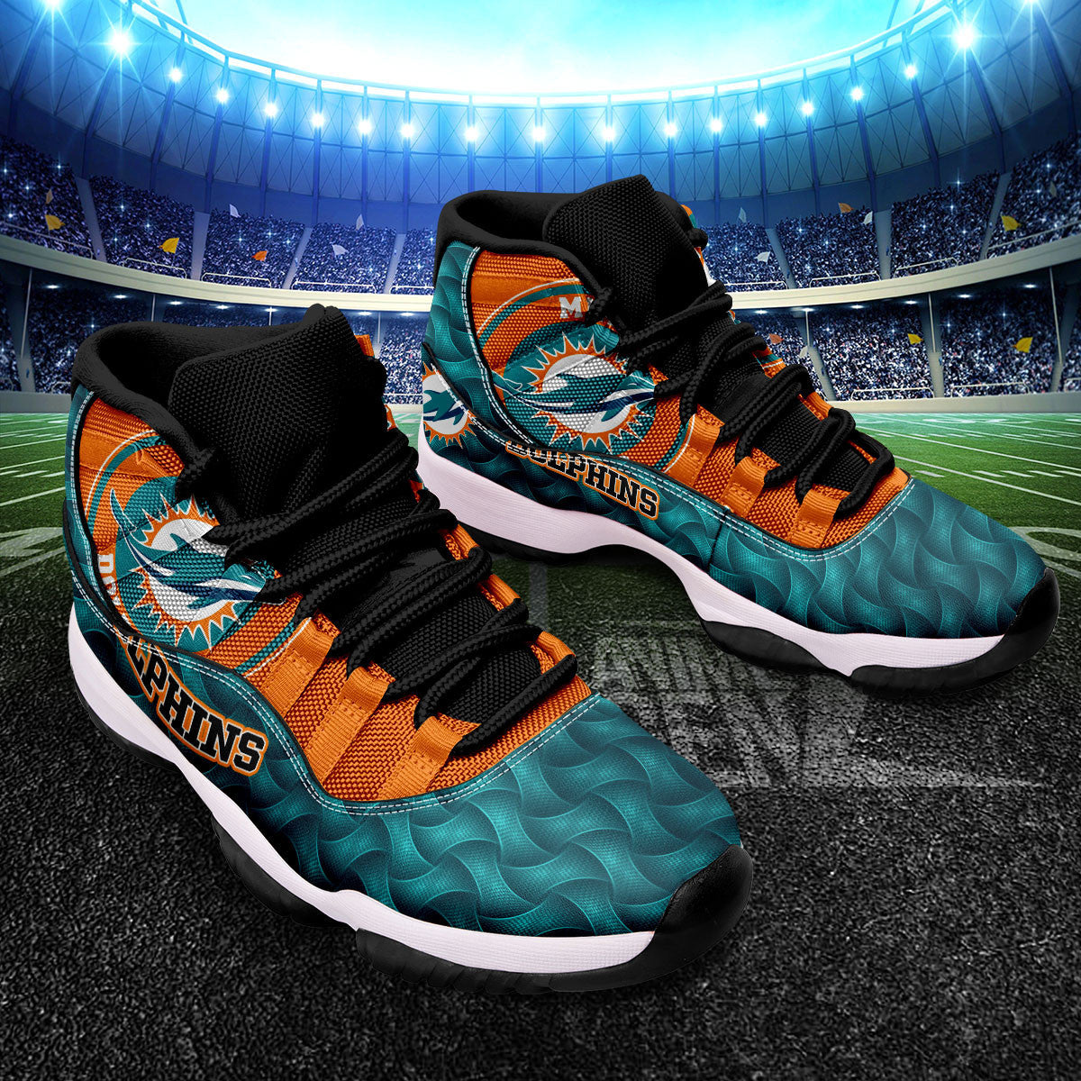Miami Dolphins Air Jordan 11 Sneakers NFL Custom Sport Shoes